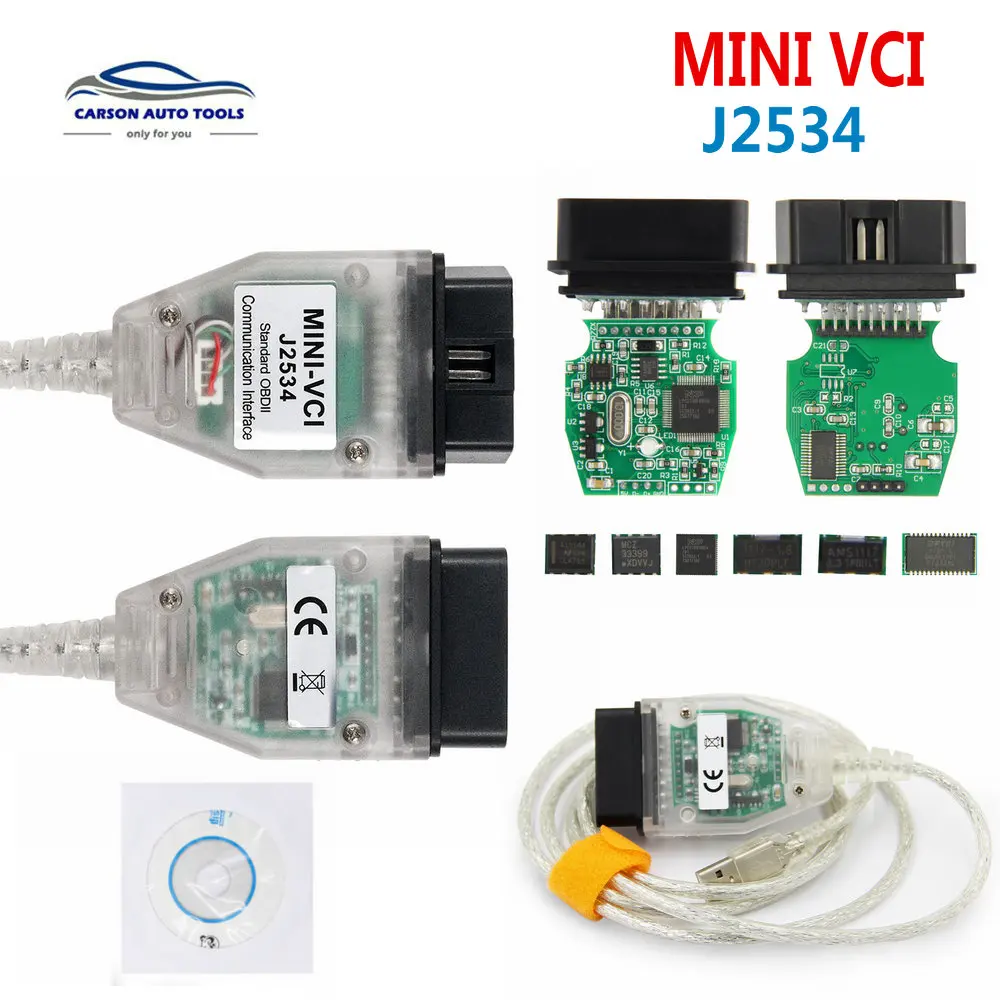 Бесплатная доставка V13.00.022 MINI VCI для TOYOTA TIS Techstream MINIVCI с чипом FT232RQ J2534 Minivci OBD2