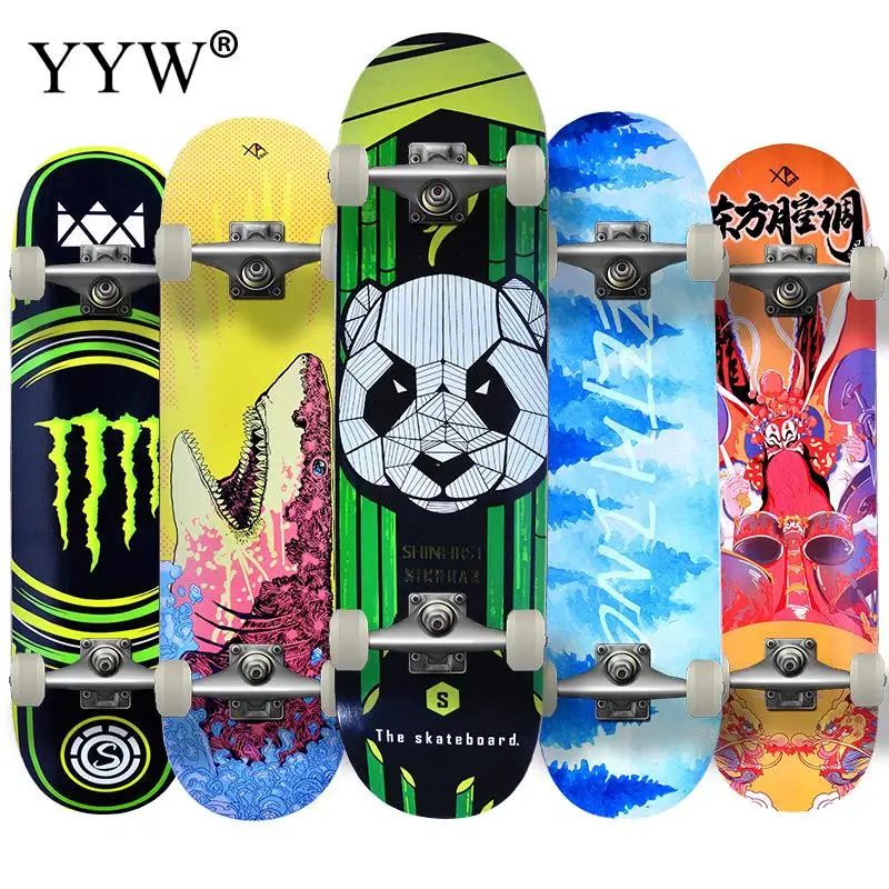 

YYW скейтборд 80x20x12 см, двойной наклон, Кленовый Скейтборд, лонгборд, шкив для взрослых, подростков, 4-колесная щетка, уличный дорожный скутер