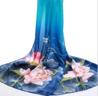classic lotus flower women summer silk scarf large shawl high quality