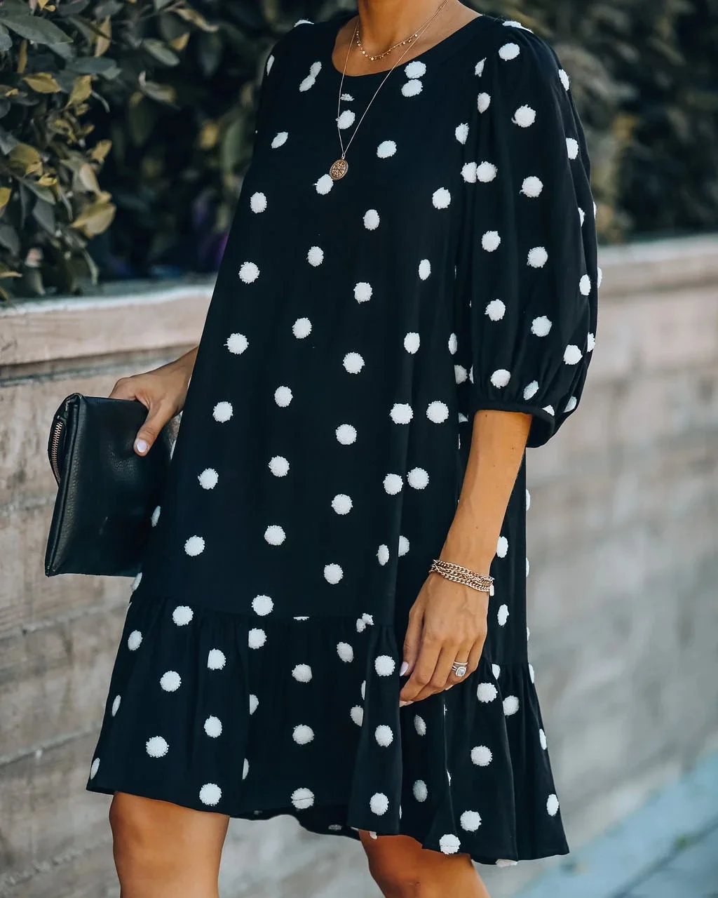 

Summer Vintage Dresses For Women Dot Chiffon Long Sleeve O Neck Ruffle Female Casual Yellow Dress Spring Retro Vestido Mujer2021