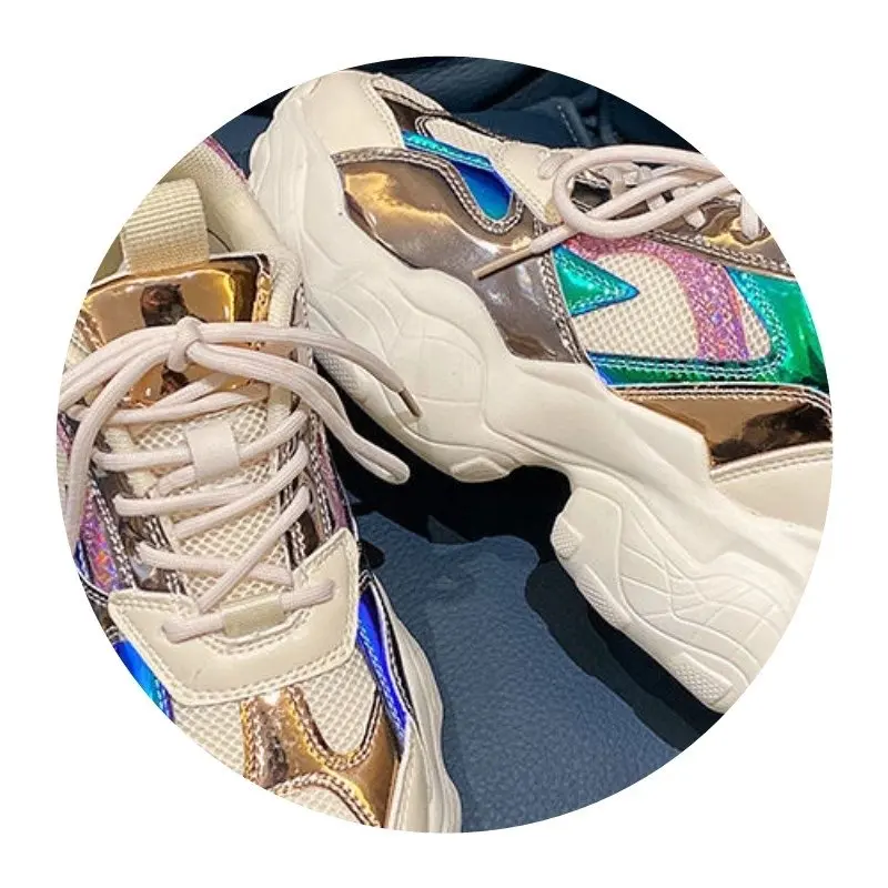 

Sneakers Women's Sports Shoes Platform Reflective Running Footwear 2021 Spring Summer Breathable Casual Tennis Basketball Flats