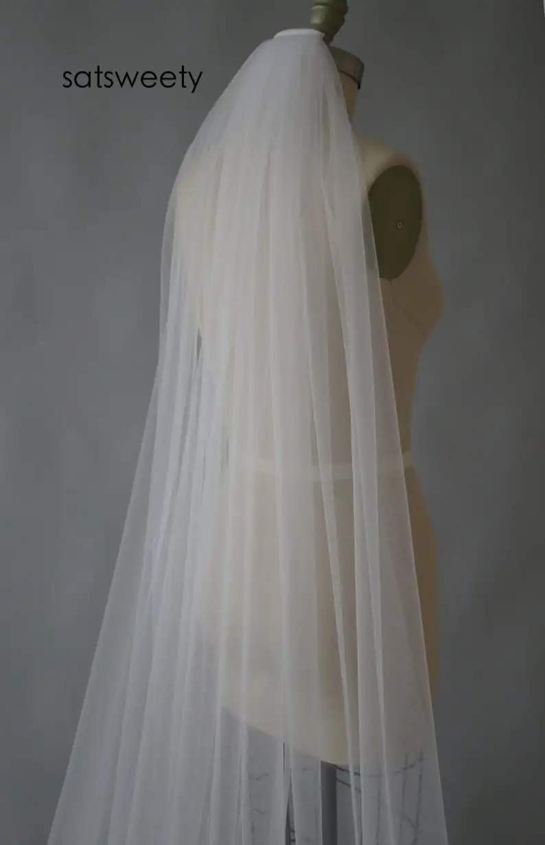 Высокое качество простой часовня фаты 1 слоя с расческой белый/слоновая кость