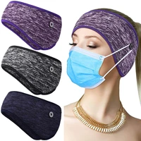 1pcs fashion 2 in 1 ear muffs warmer headband with buttons full cover sports headband for outdoor fitness running sweatband