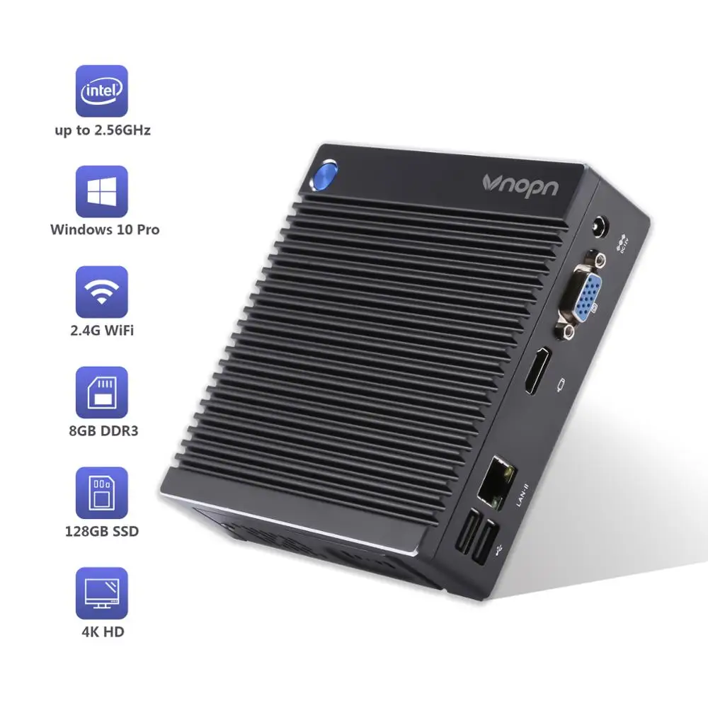 

Мини ПК Intel N3710, Windows 10 Pro, Безвентиляторный Компьютер с WIFI, BT 4,0, HD-MI VGA двойной дисплей