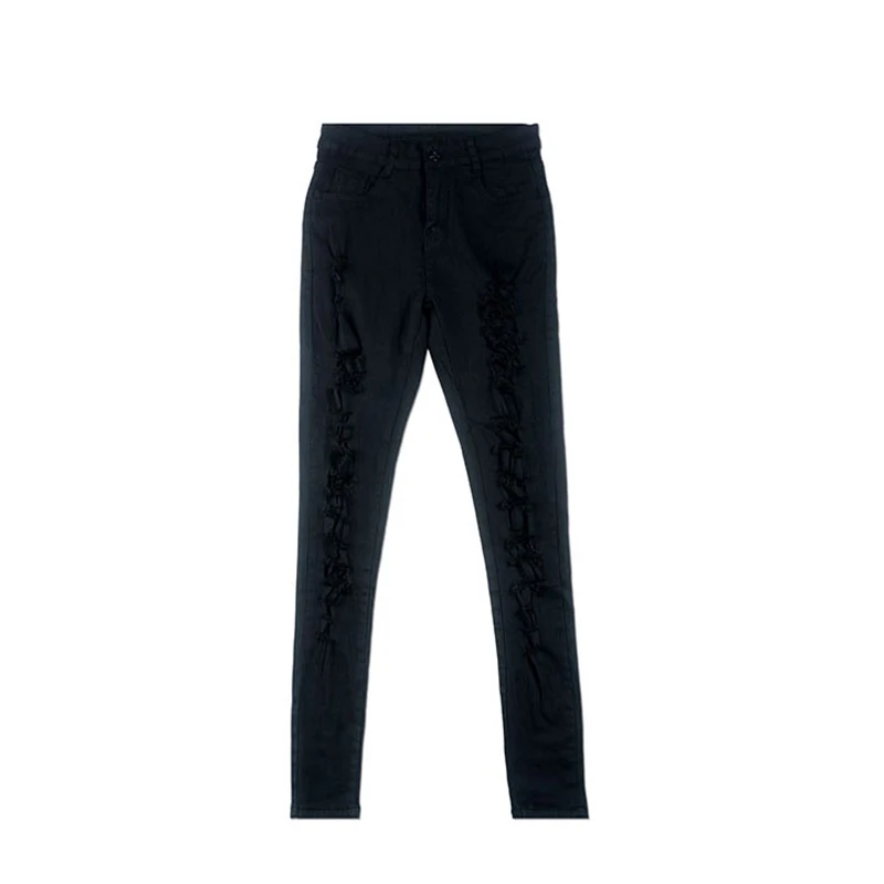 

Women Jeans Street Fashion Full Length Ripped Fit Elastic High Waist Denim Leggings Large Casual Sexy Vaqueros Mujer Female Jean