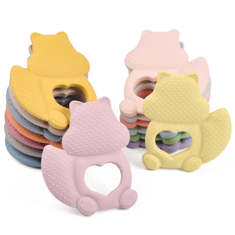 

BPA Free Baby Silicone Teether Food Grade Cartoon Animal Fox Teething Toy Newborn Teething Nursing Molar Toys Shower Gifts