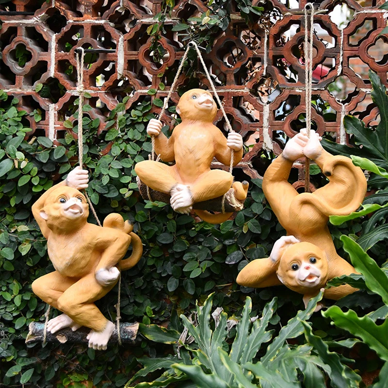 

Simulation Animal Statue Ornament Resin Hanging Monkey Gardent Tree Pendant for Outdoor Home Shelf TWEL889