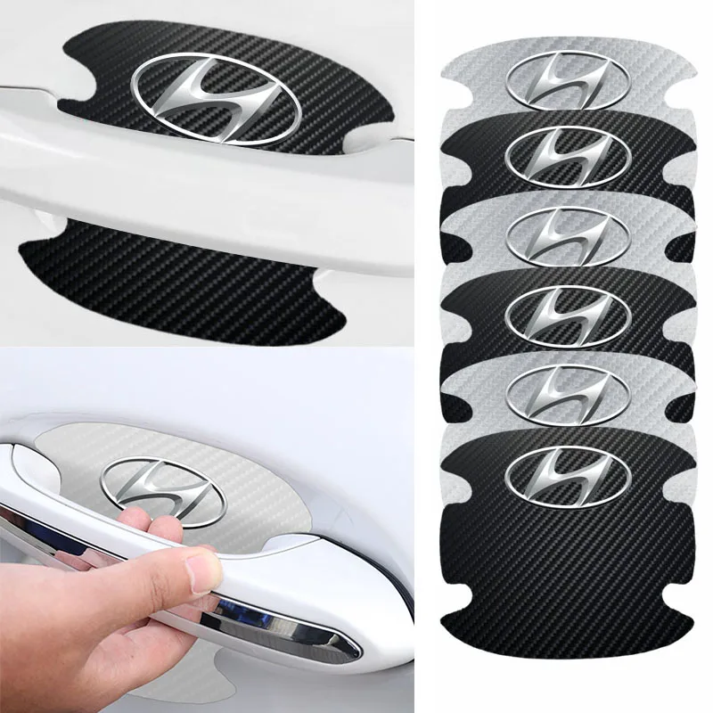 

4pcs Car Logo Door Handle Protection Film Car Stripe Sticker for Hyundais Santa Fe Sonata Solaris Azera Creta I30 IX25 Tucson