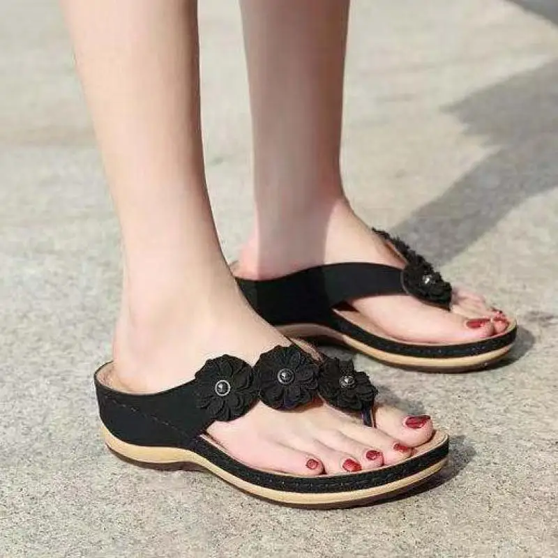 Sandals Women 2021 Open Toe Flat Summer Stretch Orthotic Slide Sandals Cross Sandals Woven Beach Wedge Slippers Shoes TGHDOF