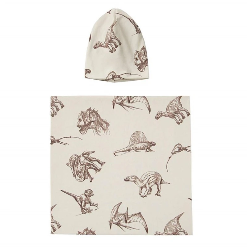 

2 Pcs Newborn Baby Printing Receiving Blanket Hat Infants Swaddle Wrap Sleeping Bag Hair Band Set