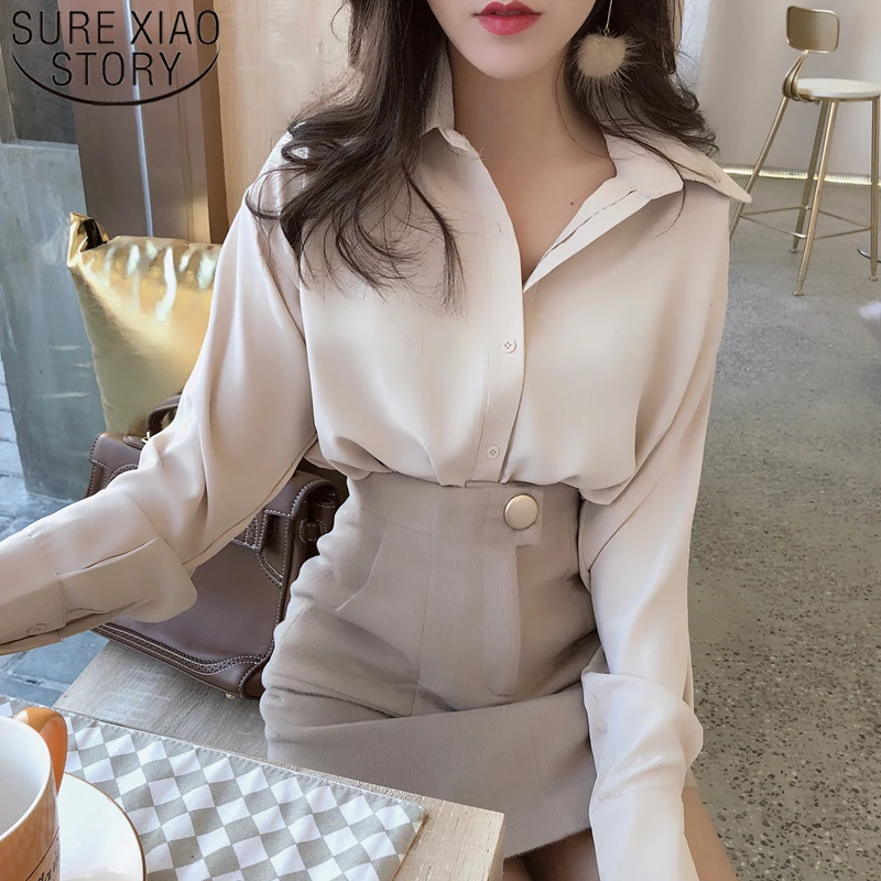 

Korean Clothing Women's Tops and Blouses OL Style Loose Blouse Women Shirts POLO Collar 2021 Long Sleeve Casual Feminine 8435 50