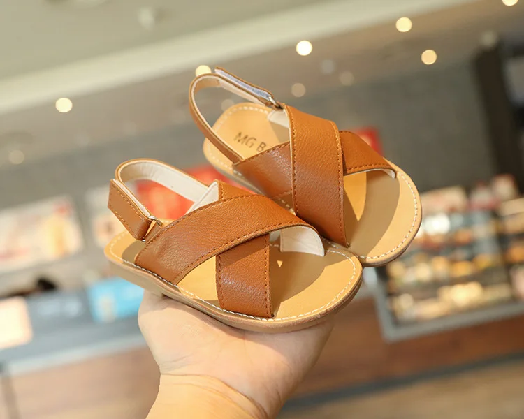 

Summer children's sandals fashion new girls shoes cross style soft leather sandals baby toddler beach shoes size 21-30