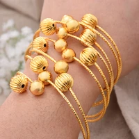 4pcslot dubai france luxury female bead gold color bangles for women bride wedding bracelet bijoux africaine dubai jewelry