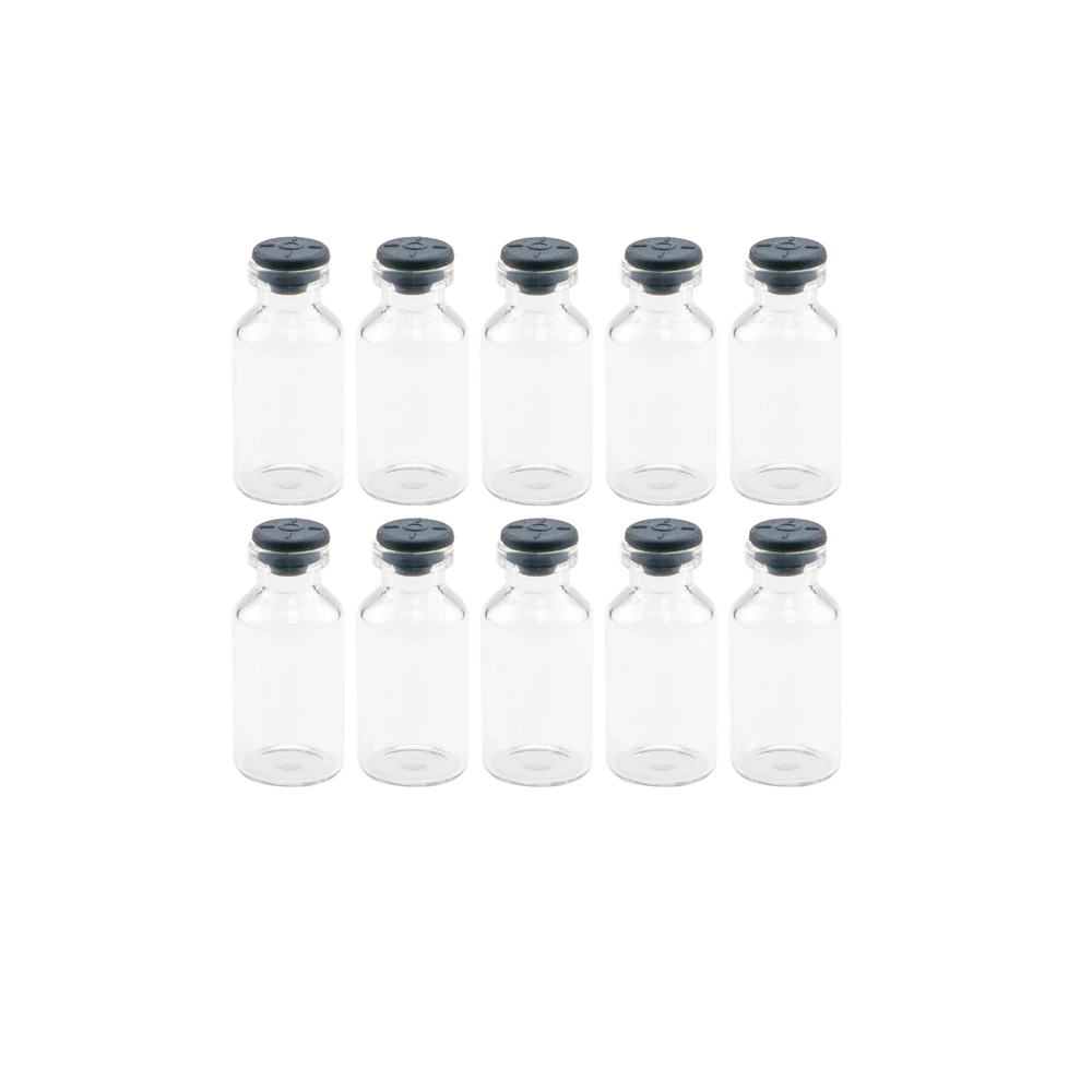 

18*40*7mm 5ml Glass Vials Bottles with Silicone Stopper Mini Bottles Jars Injection Vials Rubber Stopper Liquid Leakproof 100pcs