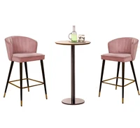 modern china supplier hotel modern stainless steel wooden leg velvet fabric high stool bar stool commercial furniture