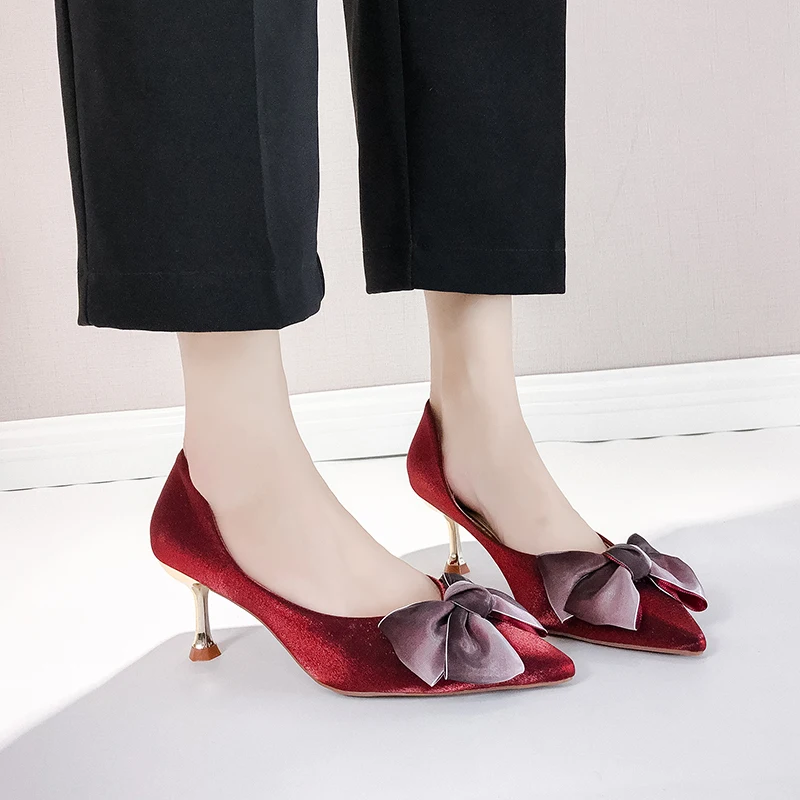 

Ladies Thin Heel Sexy Dance Shoes Women's Pointed Toe Shoes Bowknot Light Women's High Heels Office Shoes Fall 2021 Shoes Women