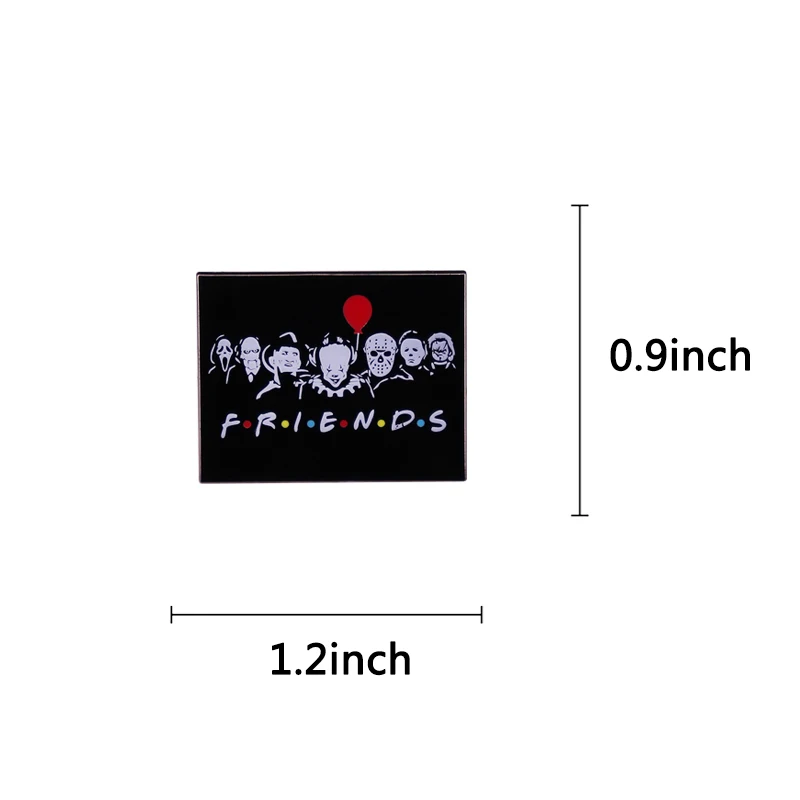 Scary Killer Friends Brooch Hollywood Classic Horror Movie Characters Collage Art pin Horrors Halloween Kill jewelry accessories | Украшения