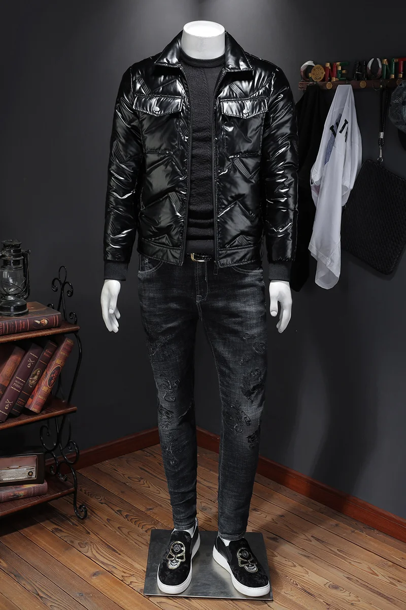 

New winter jacket jacket white male long men's clothing