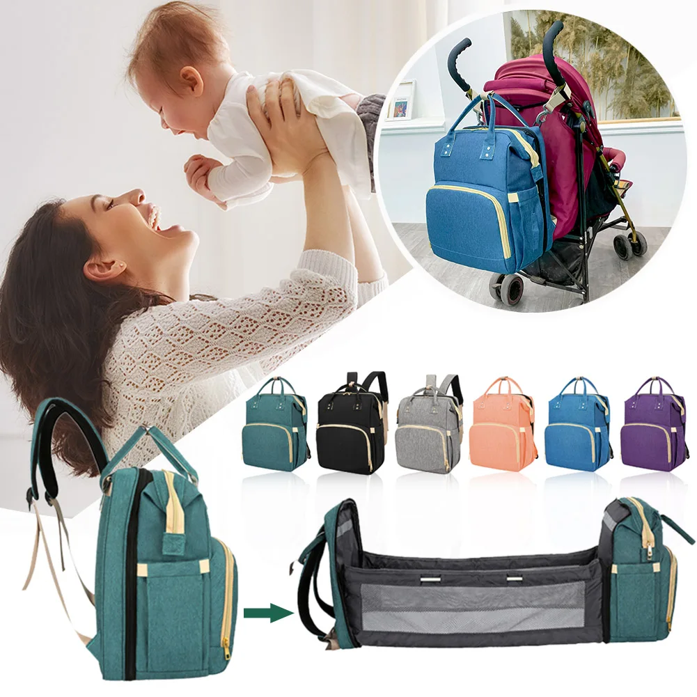 

Multi-function Baby Diaper Backpack Oxford Cloth Stroller Nappy Maternity Bag Large Capacity Travel Folding Bed Mummy Crib Pack