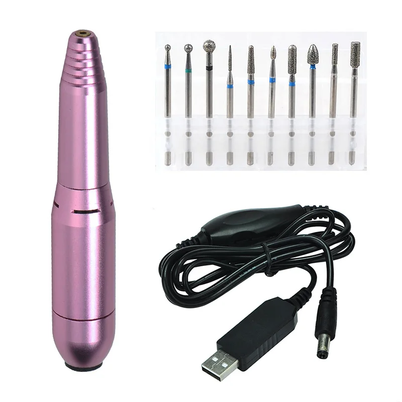 set 3 20000 ОБ/мин USB электрическая дрель для ногтей, 2 варианта вращения, мини-дрель для ногтей, набор для маникюра, педикюра, гель для удаления, портативная дрель для ногтей, ручка - Цвет: set 3