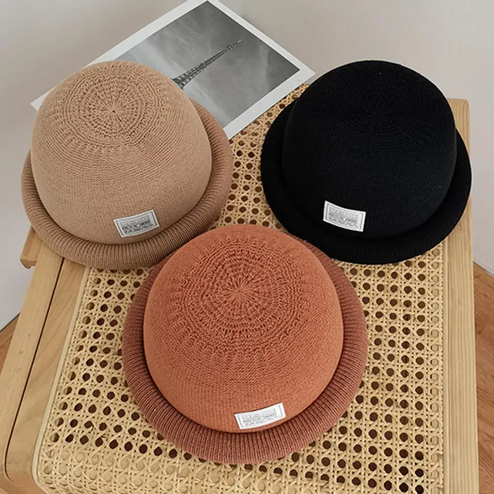 

Рыбацкая шапка, однотонная портативная хлопковая льняная дышащая шапка бини для женщин