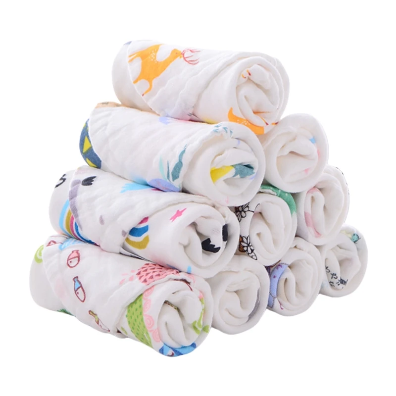 

6 Pcs/Set Baby Infants Feeding Bibs Absorbent Soft Muslin Gauze Burp Saliva Towel Handkerchief Toddler Scarf Wash Cloth