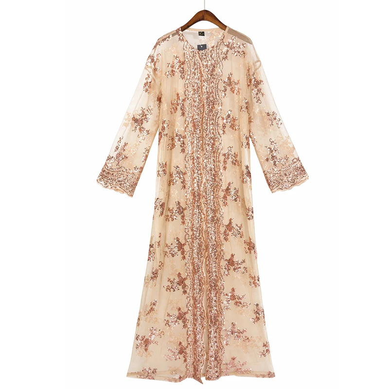 Sequin abaya кимоно турецкий хиджаб мусульманское платье халат Дубай Кафтан Абая для женщин Кафтан Турция Исламская одежда Djelaba Femme