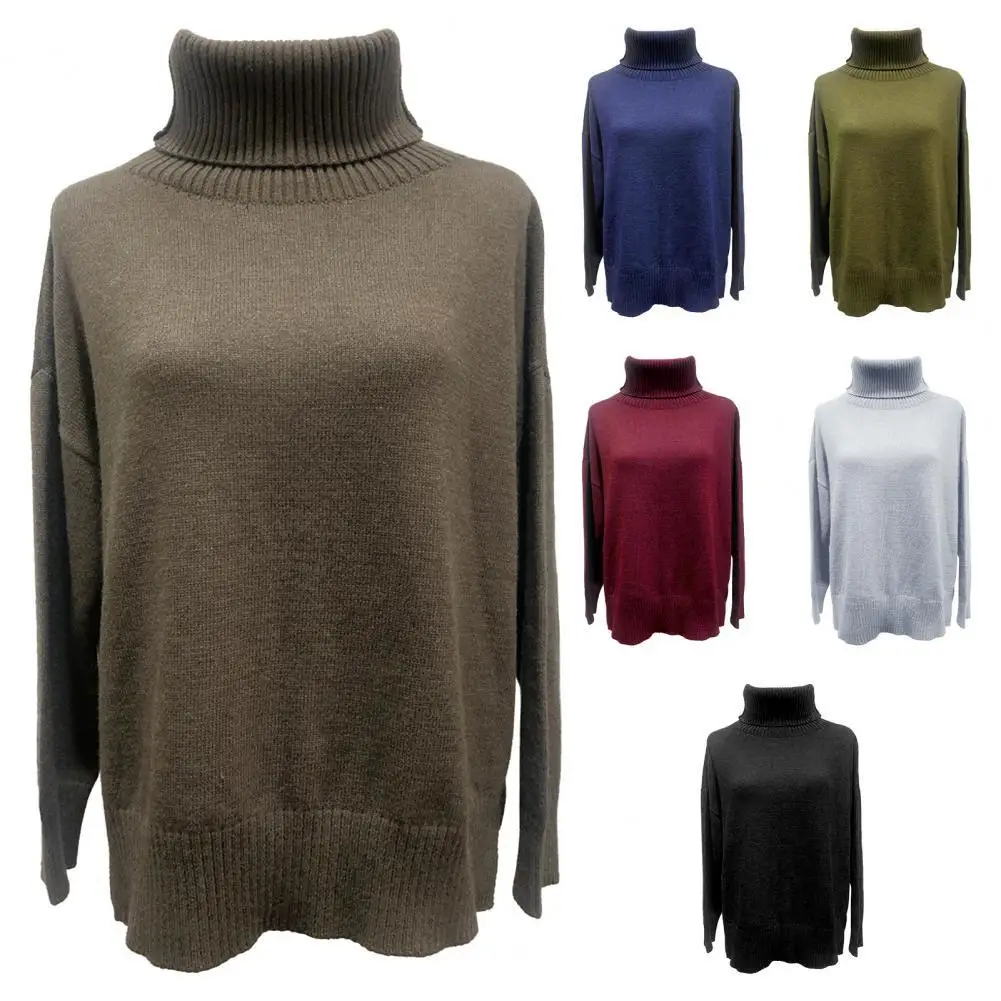 

Great Winter Sweatshirt Turtleneck Breathable Solid Color Pullover Knitted Sweater Pullover Sweater Pullover Sweater