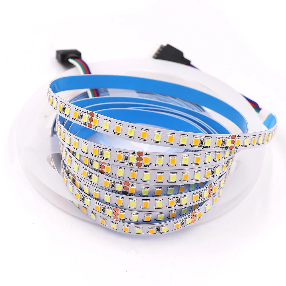 

DC 24V SMD 2835 LED Strip Light IP21 No Waterproof Color Temperature 168 Leds/m White+Warm White CCT Led Strip 5m