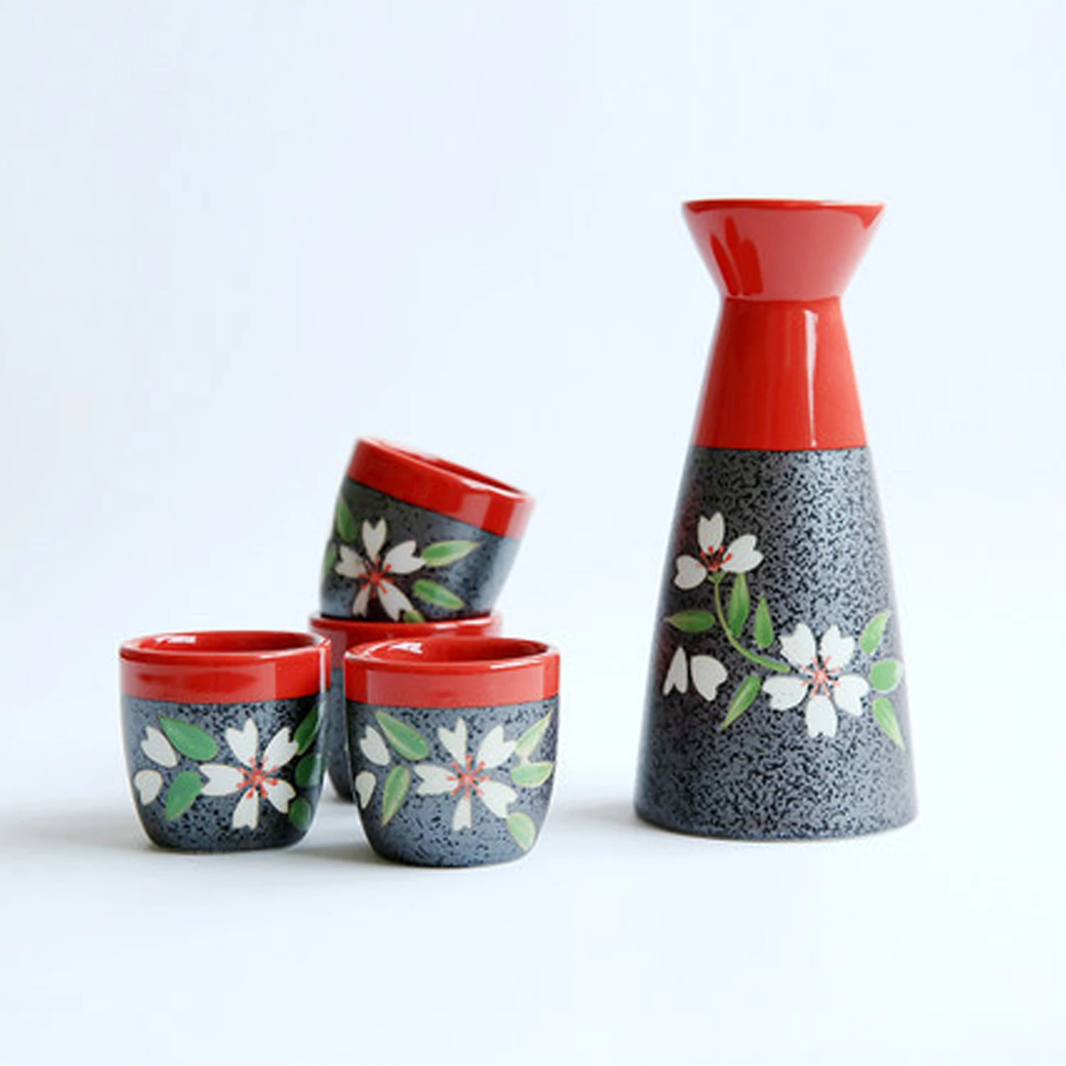 Керамический набор сакэ японского ручной росписи для вина ликера спиртового