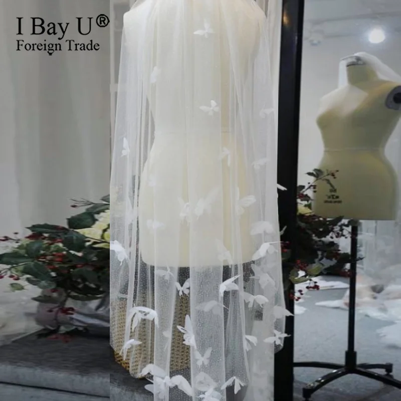 Short Wedding Veil 2020 Sparkle Fingertip Ivory Appliques Bridal Veil 1 Tier Pearl Custom Bride Veils Wedding Accessories