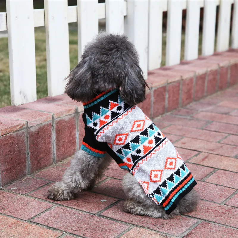 1 шт. китайский вязаный собачий пуловер с квадратным узором зимний свитер для