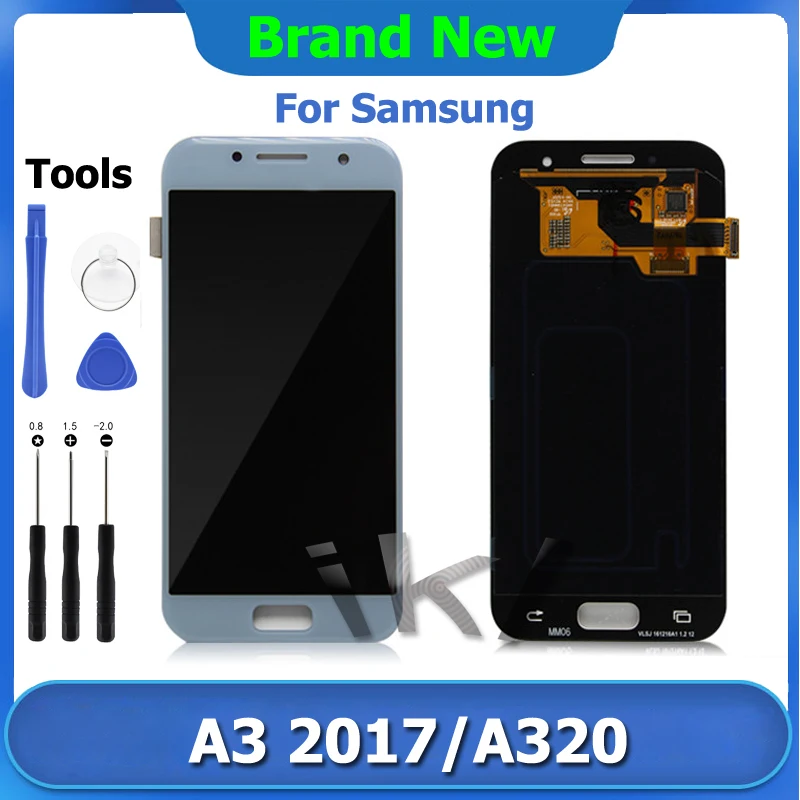 

A3 2017 Super AMOLED ЖК-дисплей сенсорный экран дигитайзер в сборе для Samsung Galaxy A320 экран Замена Pantalla SM-A320F