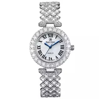 elegant fashion women full crystals jewelry watches luxury rhinestone bracelet watch waterproof quartz roman wrist watch lotus