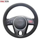 Сделай Сам сшитый вручную черный мягкий замшевый чехол рулевого колеса автомобиля для Kia Forte 2009-2014 Rio 2009-2011 Soul 2010-2013