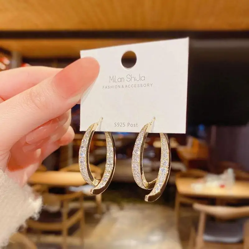 

Корейские серьги, модные ювелирные изделия Стразы, серьги-кресты, серьги-гвоздики, серьги для женщин, крупные серьги, оптовая продажа