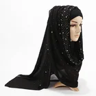 Высококачественный Баотоу из жемчужного шифона хиджаб шарф женский зимний хиджаб шарф женский модный однотонный хиджаб платок женский