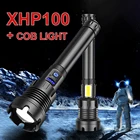XHP100 + COB светодиодный фонарик 18650 USB тактический фонарь s XHP90 самый мощный ручная перезаряжаемая лампа фонарик