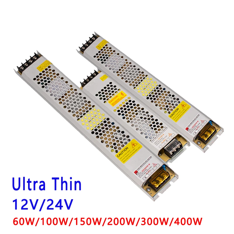 

DC 24V 12V Power Supply Ultra Thin Lighting Transformers AC 220v to 12v led transformer 60W 100W 150W 200W For Led Strip Lights