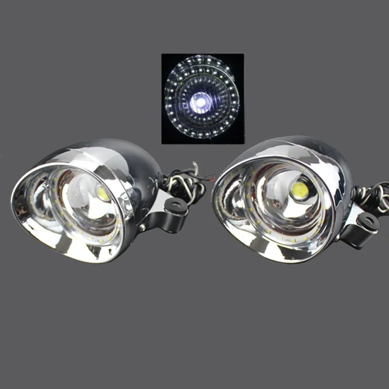 

Motorcycle Chrome LED Bullet Driving Passing Spot Fog Light Custom 12v For Honda Yamaha Suzuki Kawasaki Touring Bobber