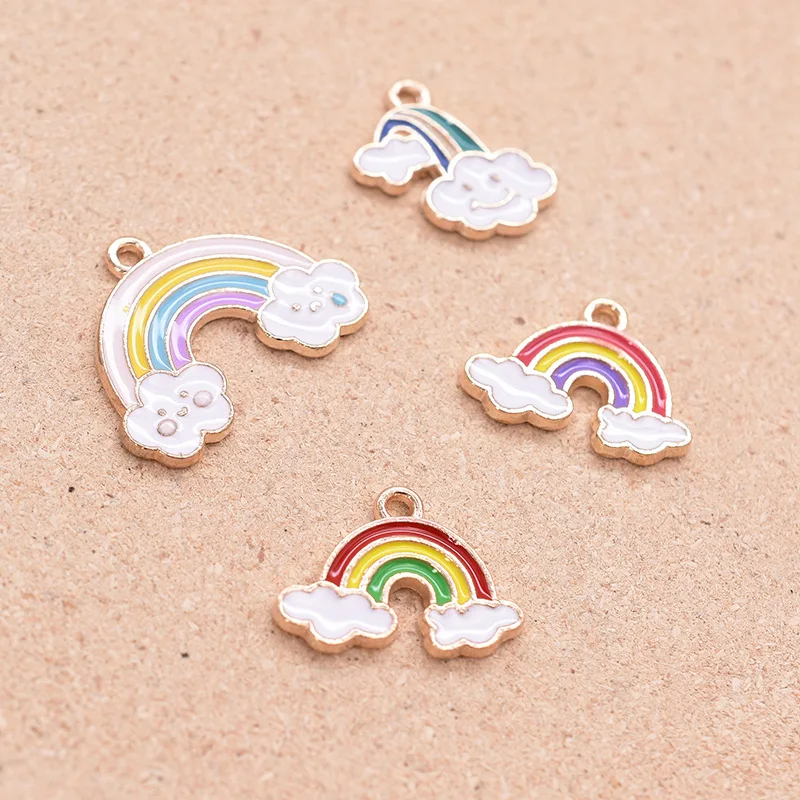 

10pieces / Set Cartoon White Cloud Slide Rainbow Dripping Alloy Pendant DIY Accessories Necklace Bracelet Earrings Accessories