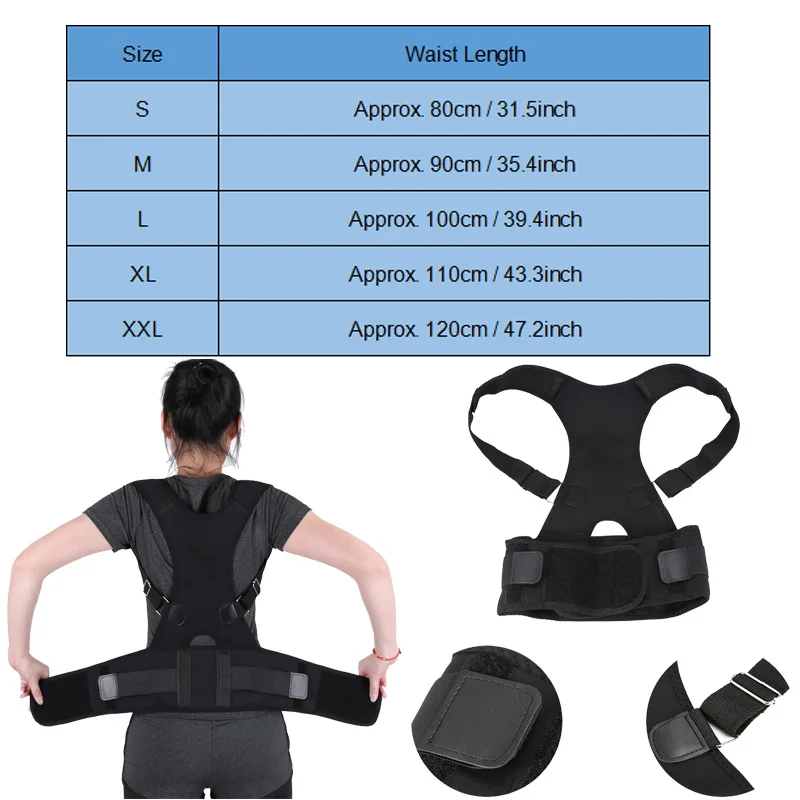 

Adjustable Back Belt Support Posture Corrector Back Support Braces Shoulder Waist Spine Supports Posture Correction Back Support