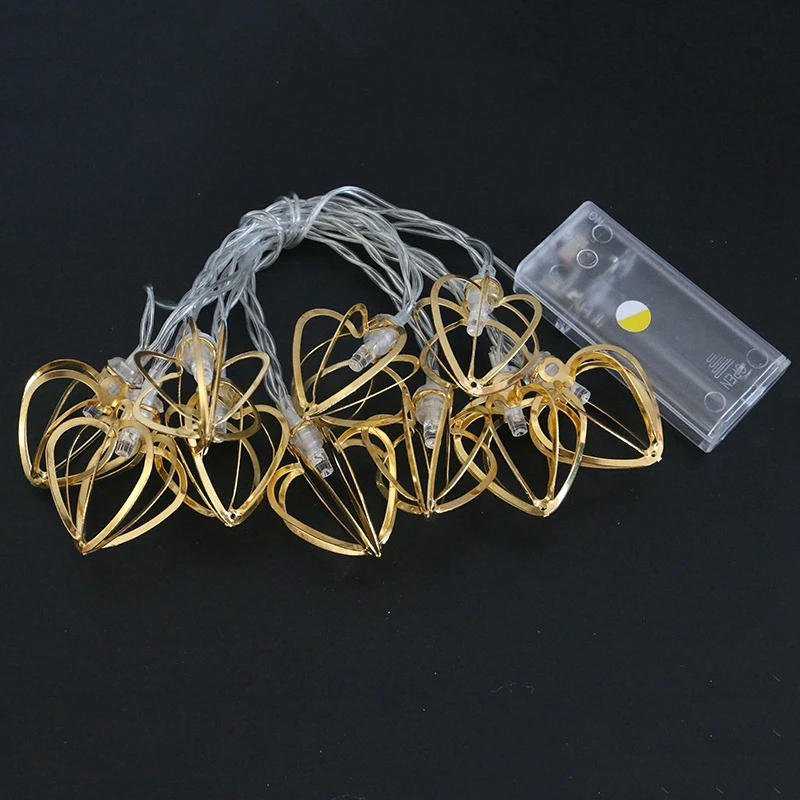 

1pcs LED String Iron Heart Pentagram Lights Strings House Party Decor Christmas New Year Wedding Decor Fairy Lamp String