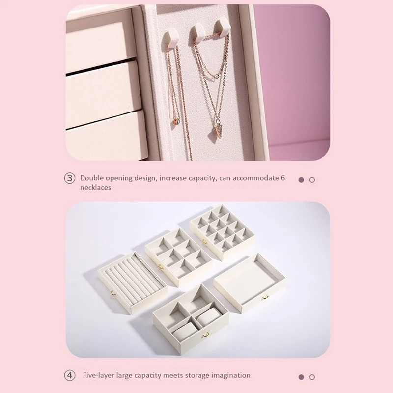 

Multilayer Jewelry Box Drawer Large Capacity Earrings Necklace Container Jewelry Rack Double Door Storage Box