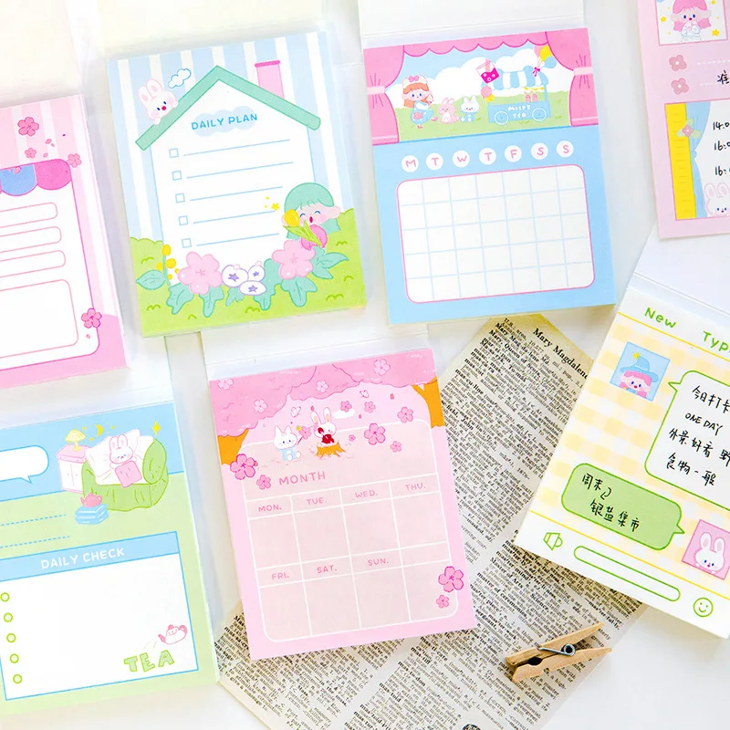 

50 Sheets Kawaii Girl Bunny Memo Pad Message Notes Paper To Do List Notepads Stationery Office School Supplies