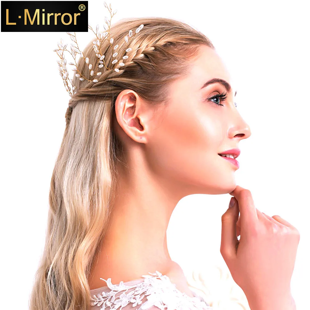 

L.Mirror 3Pcs/Set Bridal Wedding Headwear Handmade Pearls-Studded Hairpins U-Shaped Pins Dresses Accessories