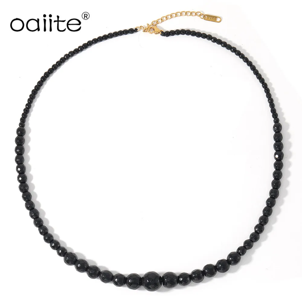 Ожерелье-чокер OAIITE Lucky креативное модное ожерелье из черного оникса с бусинами