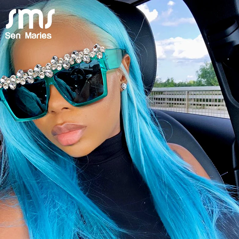 Большие Квадратные Солнцезащитные очки с бриллиантами Женские Роскошные