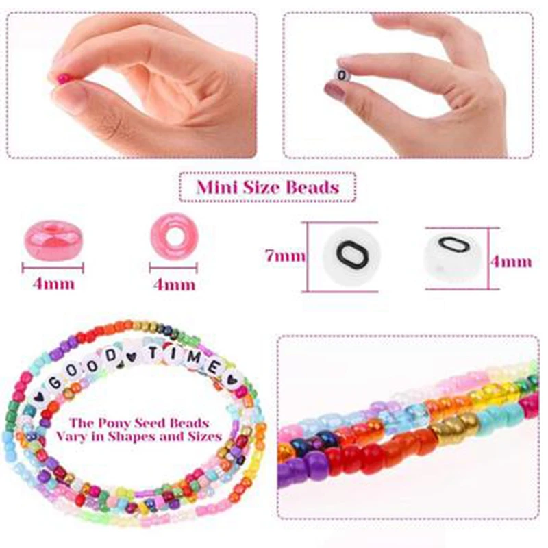 

Bracelet Beads for Jewelry Making Beads Craft Kit Set Bracelet Necklaces Seed Letter Alphabet DIY Art Craft