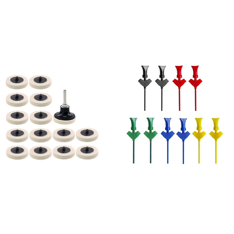 

16Pcs 2 Inch Fabric Buffing Pads Wheels Disc Holder With SMD IC Test Hook Clip Jumper Test Probe Analyzer Test Lead